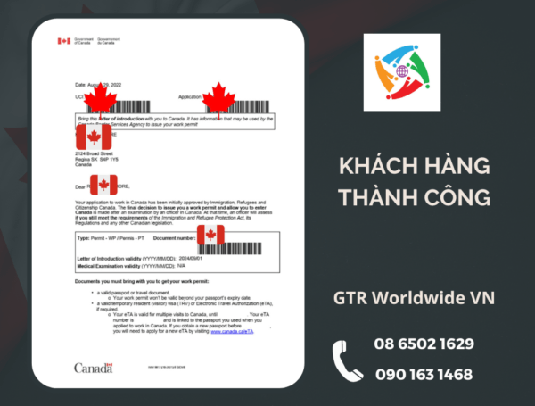 Work permit Canada Khách hàng thành công GTR Worldwide VN